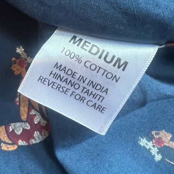 Hinano Hawaiian Button Down Shirt Sz M Blue Surfer Shirt Sleeve - Picture 6 of 6